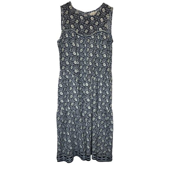 MAX STUDIO Couper Cut Sleeveless Dress Floral Print Blue Size Medium - Picture 1 of 10